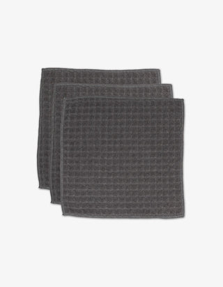 Geometry Waffle Washcloth Set, Charcoal gray absorbent recycled materials
