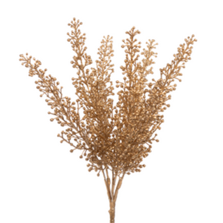Decorative branch with small flowers on a white background. Gold Berry Bundle x 7