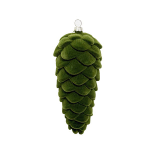 Green Velvet Flocked Pinecone Ornament