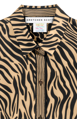Gretchen Scott Boyfriend Shirt - Animal Instincts in Zebra Khaki black