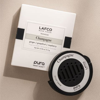 LAFCO Champagne Pura car diffuser with product box.