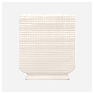 Leander Tall Vase cream beige square embossing