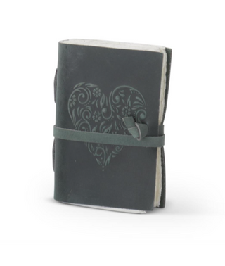 Leather Heart Embossed Handcrafted Deckle Edge Unlined 6" Journal Assorted
