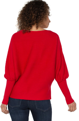 Liverpool Long Sleeve Boat Neck Dolman Sweater in Tango Red