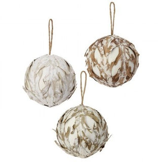 Leaf Winter Chalet Ball Ornaments 3 Styles Assorted