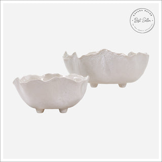 Magnus Bowl Assorted white scalloped feet