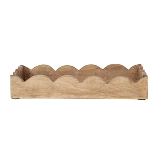 Mango Wood Scalloped Tray, Natural rustic serve