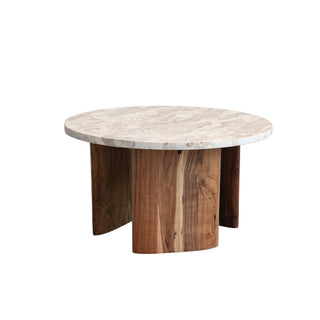 Marble Acacia Wood Coffee Table