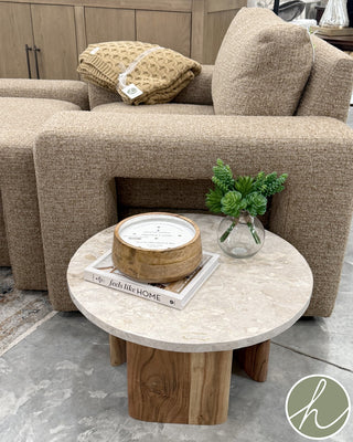 Marble Acacia Wood Coffee Table