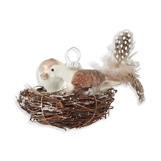 Mercury Glass Bird Ornament with Feather Tail