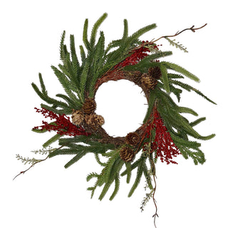 Mixed Austrian Pine Real Touch Candle Ring 4"