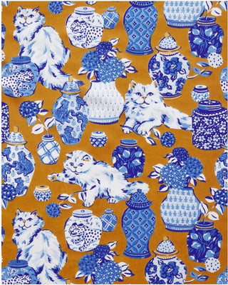 Printfresh Fancy Cat Satin Wildest Dreams Pajama Set in Tobacco