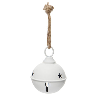 White Jingle Bell with Rope Hanger