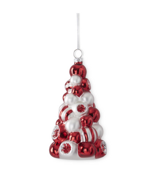 Red, Silver, & Green Glass Tree Ornament Assorted