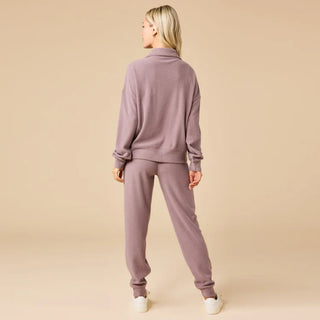 Softies Vintage Velvet 1/4 Zip with Jogger in Driftwood