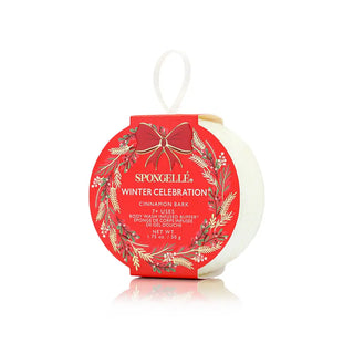 Spongellé Winter Celebration Cinnamon Bark product on a white background. Spongellé Holiday Wreath Cinnamon Bark Spongette
