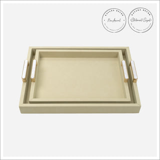 Stanford Tray Assorted cream mother of pearl handles fabric covered