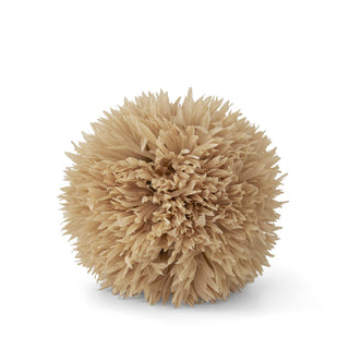 Beige textured ball on a white background. 5" Tan Allium Ball