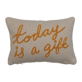 Today is a Gift Pillow mustard script