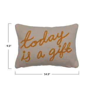Today is a Gift Pillow mustard script decorative