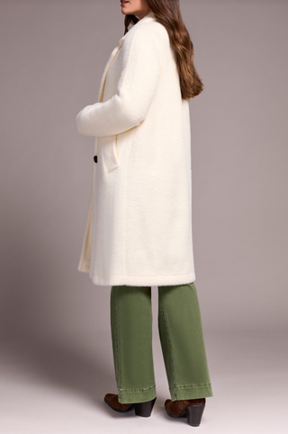 Tribal Long Sleeve Button Front Coat with Lining in Moonstone winter white classic trench
