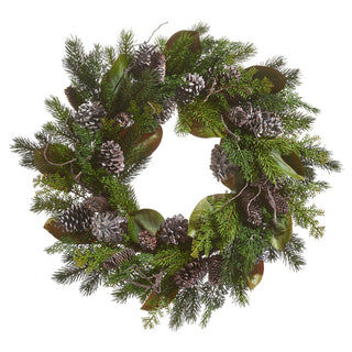 Whitewash Pinecone & Mixed Greenery Wreath