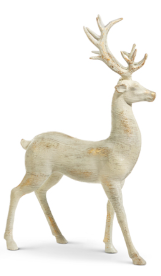 White Distressed Deer Assorted 18" head straight ivory gold distressed