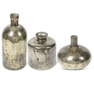 Antique Copper Matte Glass Bottle Vases Assorted