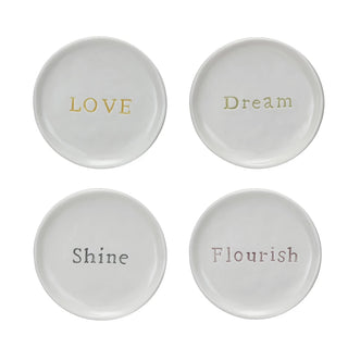 Round Word Stoneware Dish, 4 Styles
