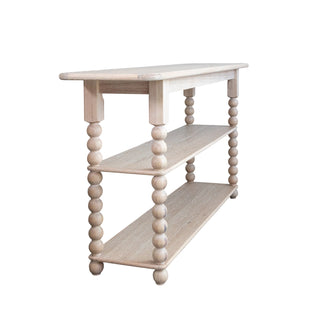 Console Table with 2 Shelves & Turned Legs in Natural