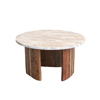 Marble & Acacia Wood Coffee Table