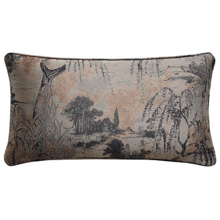 Pastoral Jacquard Lumbar Decorative Pillow in Rose Gold