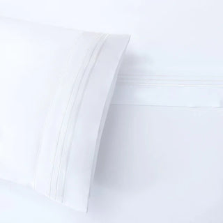 White Embroidered Border Sheet Set