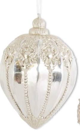 Silver Glittered Shatterproof Finial Ornament Assorted