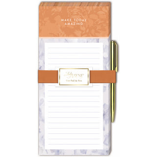 Magnetic Note Pad with Metal Pen - Abstract Animal Orange Tonal