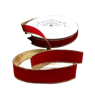 1.5" Red Velvet with Gold Back Weather Resistant Ribbon - Sold by the Foot