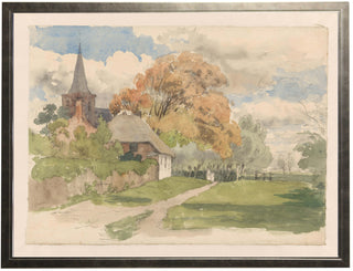 Framed Vintage Watercolor Church - F 8x10