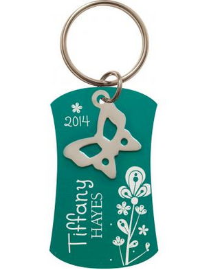 P Graham Dunn Teal Charm Keychain