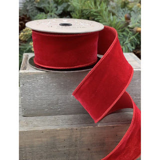2.5" Red Velvet Faux Dupion Ribbon - SOLD BY THE FOOT