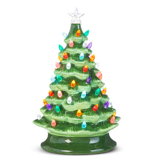 13" Lighted Vintage Tree timer battery operated multi-color lights nostalgic ceramic
