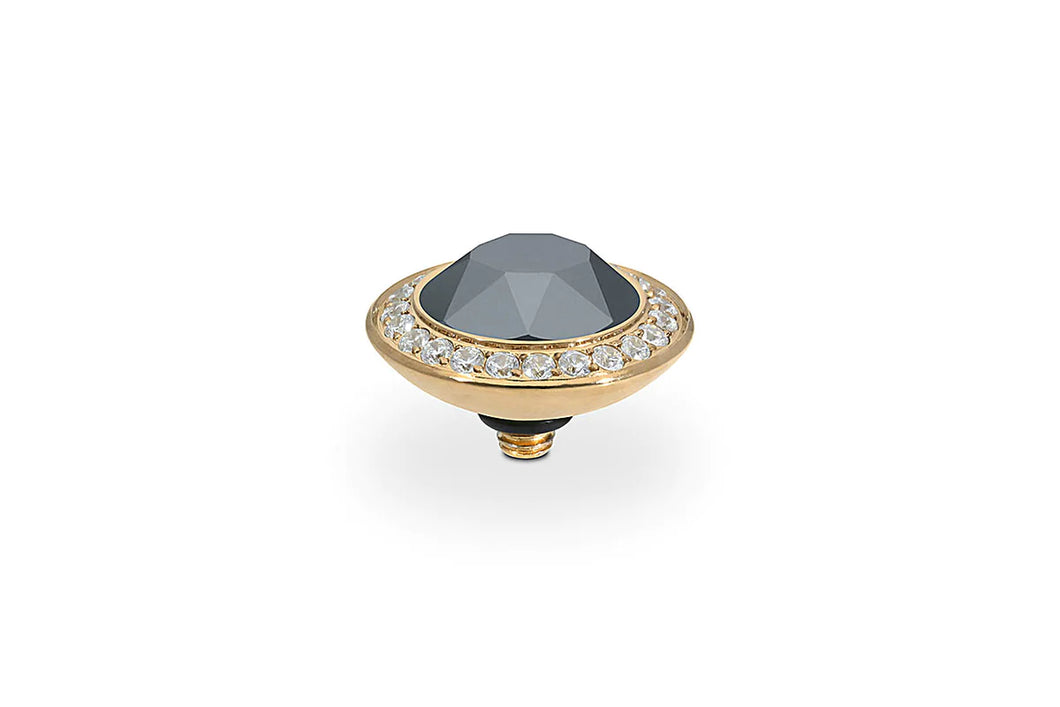 QUDO 13mm Gold Tondo Deluxe Top in Jet Hematite