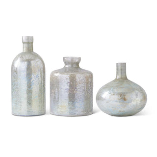 Antique Light Green Matte Glass Bottle Vase, 3 Styles