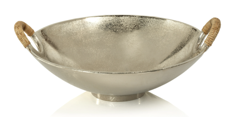 Mendocino Aluminum Bowl with rattan handles
