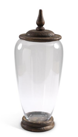 Glass Jar with Wood Base and Lid Assorted