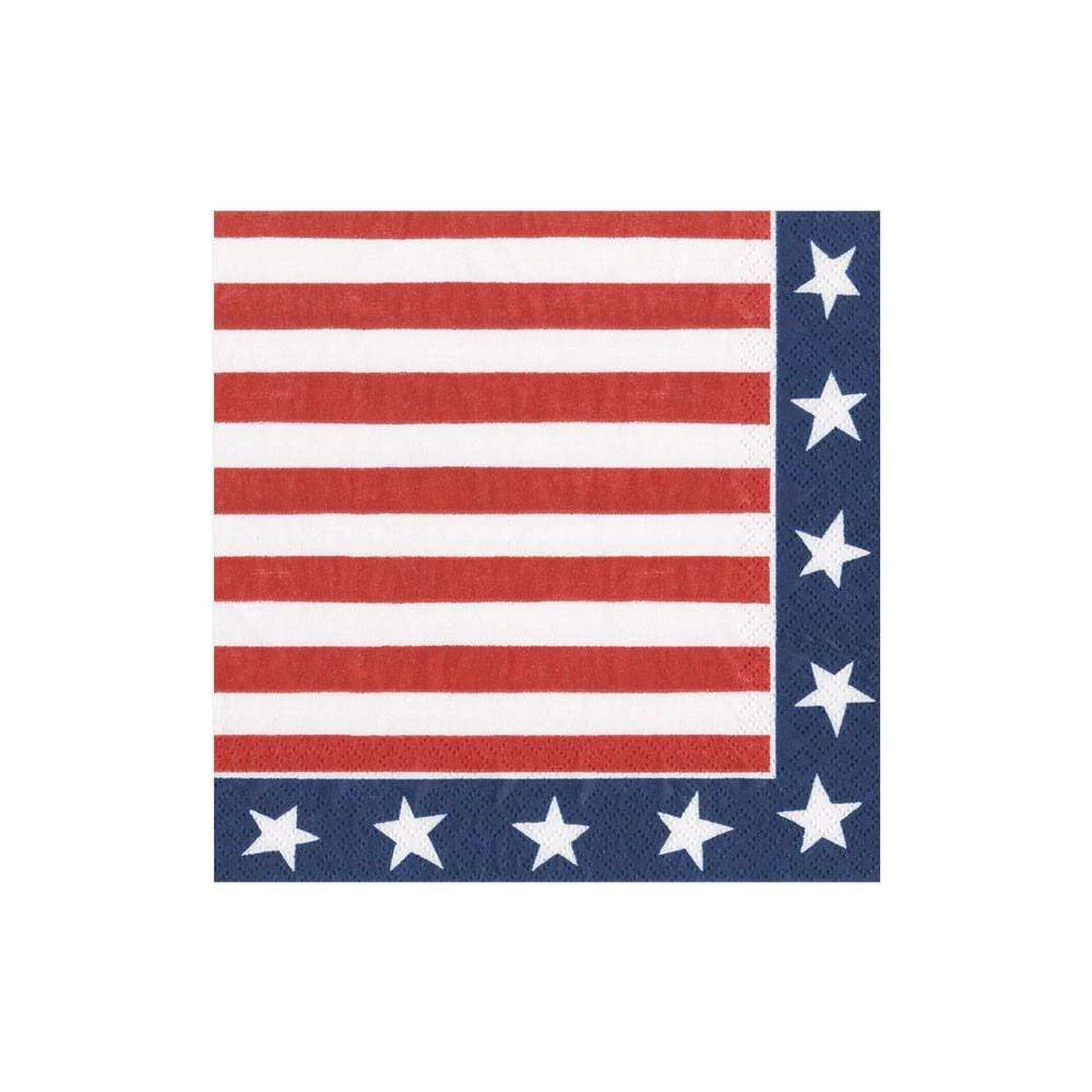 Caspari Red, White & Blue Cocktail Napkins