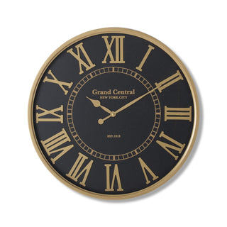 Black & Gold Round European Wall Clock 20"