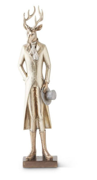 15" Gold Standing Deer with Top Hat