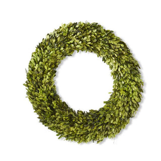 Round Preserved Natural Boxwood Wreath, 24"