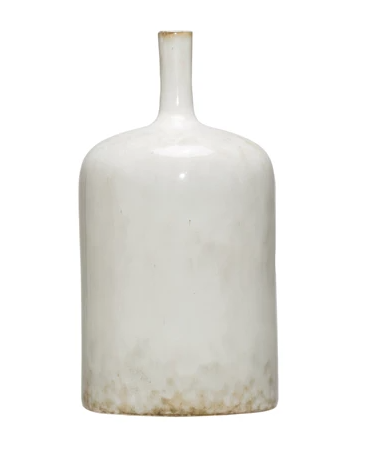 White Stoneware Vase with Glaze