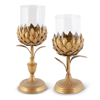 Gold Petal Candle Holders on Round Base Assorted